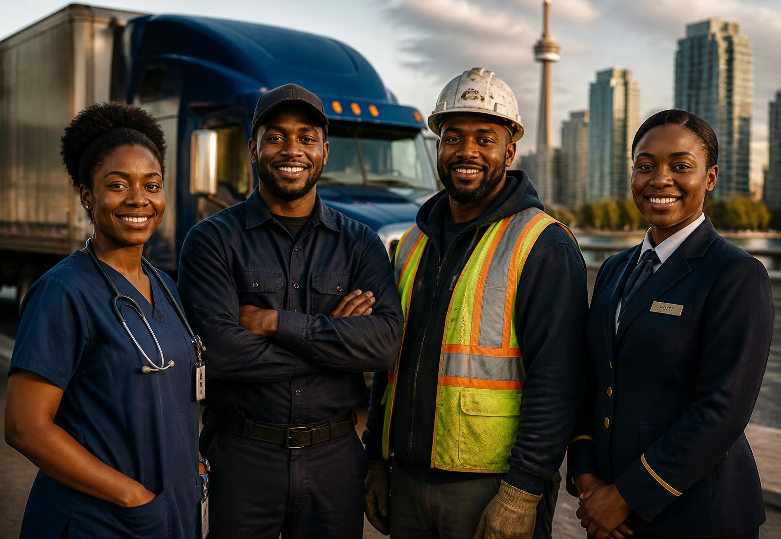 African healthcare, trucking, construction and hospitality professionals working in Canada and the UK